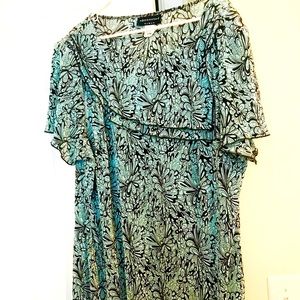 Smooth Baby Blue & Brown Blouse